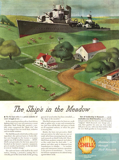 Shell The Ship In The Meadow 1947 | Vintage Ad and Cover Art 1891-1970