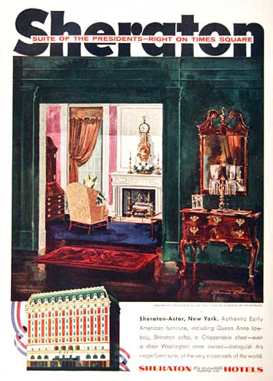 Sheraton Astor New York 1955 President Suite | Vintage Travel Posters 1891-1970