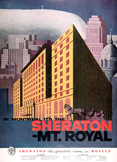 Sheraton Mount Royal Montreal 1954 Sheraton | Vintage Travel Posters 1891-1970