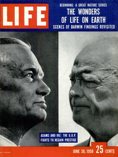 Sherman Adams Dwight Eisenhower 30 Jun 1958 Copyright Life Magazine | Life Magazine BW Photo Covers 1936-1970