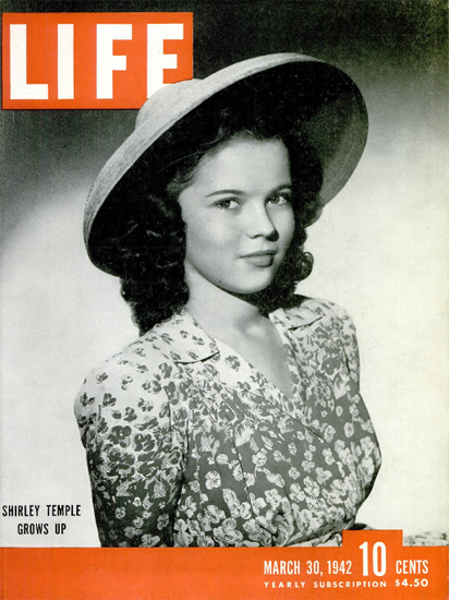 Shirley Temple grows up 30 Mar 1942 Copyright Life Magazine | Life Magazine BW Photo Covers 1936-1970