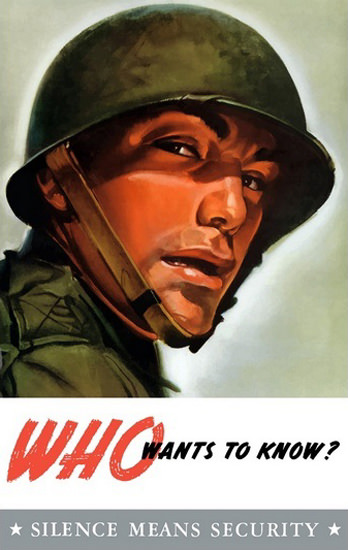 Silence Means Security Soldier With Helmet | Vintage War Propaganda Posters 1891-1970