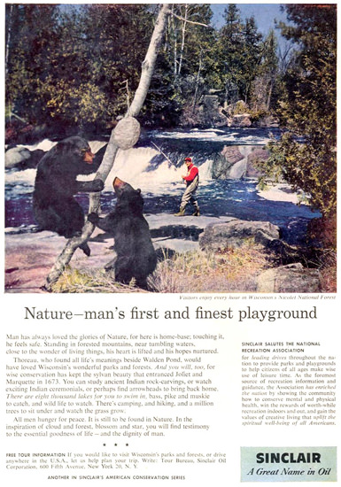 Sinclair Oil Bears Beehive Fisherman 1958 | Vintage Ad and Cover Art 1891-1970