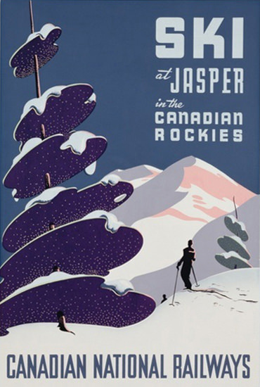 Ski At Jasper Canadian Rockies National Railways | Vintage Travel Posters 1891-1970