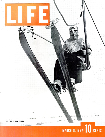 Ski Lift at Sun Valley 8 Mar 1937 Copyright Life Magazine | Life Magazine BW Photo Covers 1936-1970