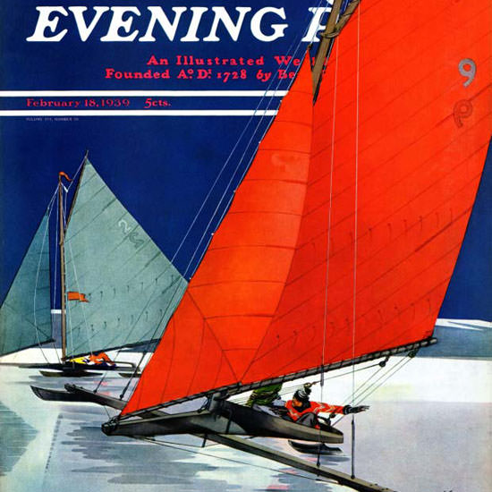 Ski Weld Saturday Evening Post Iceboats 1939_02_18 Copyright crop | Best of 1930s Ad and Cover Art