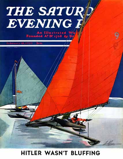 Ski Weld Saturday Evening Post Iceboats Racing 1939_02_18 | The Saturday Evening Post Graphic Art Covers 1931-1969