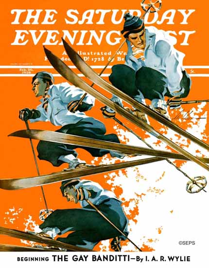 Ski Weld Saturday Evening Post Ski Jumpers 1938_02_26 | The Saturday Evening Post Graphic Art Covers 1931-1969