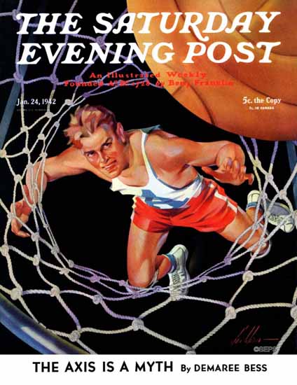 Ski Weld Saturday Evening Post Two Points 1942_01_24 | The Saturday Evening Post Graphic Art Covers 1931-1969