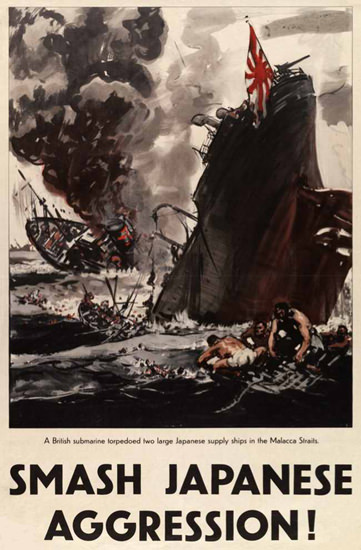 Smash Japanese Aggression British Submarine | Vintage War Propaganda Posters 1891-1970