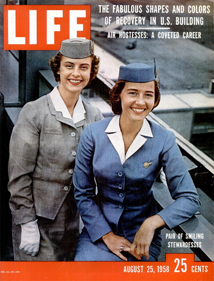 Smiling Stewardesses 25 Aug 1958 Copyright Life Magazine | Life Magazine Color Photo Covers 1937-1970