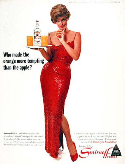 Smirnoff Vodka 1964 Julie London Screwdriver | Sex Appeal Vintage Ads and Covers 1891-1970