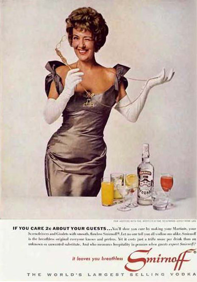 Smirnoff Vodka If You Care 2c About Gests 1962 | Sex Appeal Vintage Ads and Covers 1891-1970