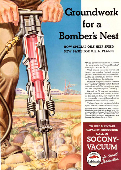 Socony-Vacuum Bomber Nest Groundwork 1942 | Vintage Ad and Cover Art 1891-1970