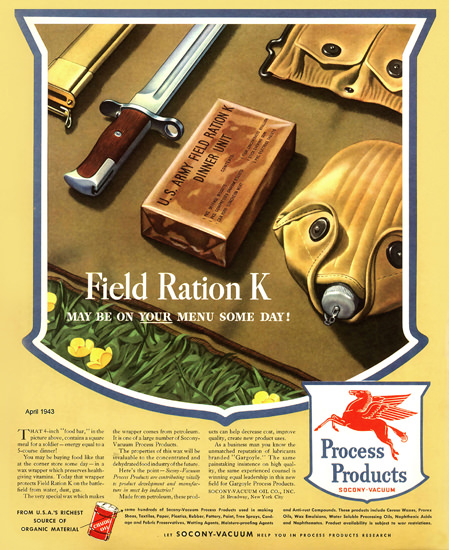 Socony-Vacuum Field Ration K | Vintage War Propaganda Posters 1891-1970