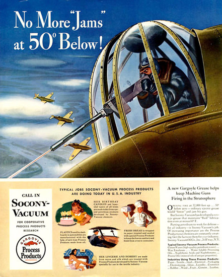 Socony-Vacuum No More Jams At 50 Below 1942 | Vintage War Propaganda Posters 1891-1970