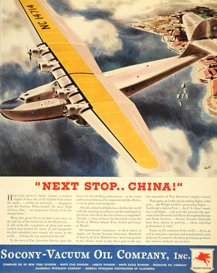 Socony-Vacuum Oil Next Stop China 1935 | Vintage Ad and Cover Art 1891-1970