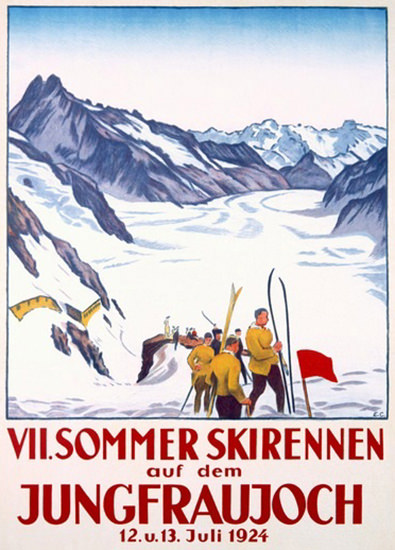 Sommer Skirennen Jungfraujoch 1924 Ski Race | Vintage Travel Posters 1891-1970