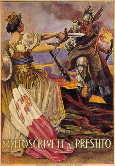 Sottoscrivete Al Prestito Italy Against Germany | Vintage War Propaganda Posters 1891-1970