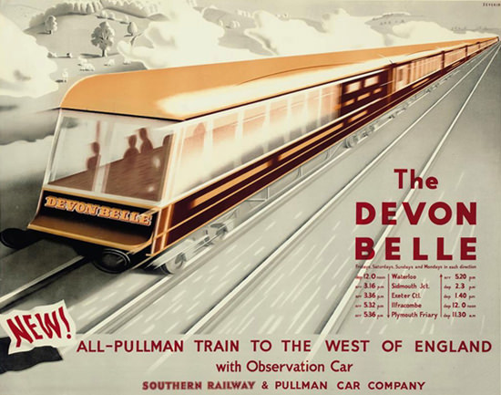 Southern Railway Pullman Car Devon Belle 1947 | Vintage Travel Posters 1891-1970