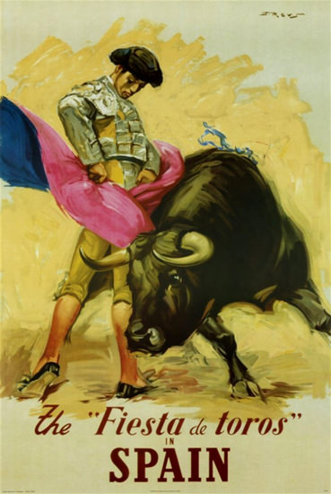 Spain The Fiesta De Toros 1950s Torero | Vintage Travel Posters 1891-1970