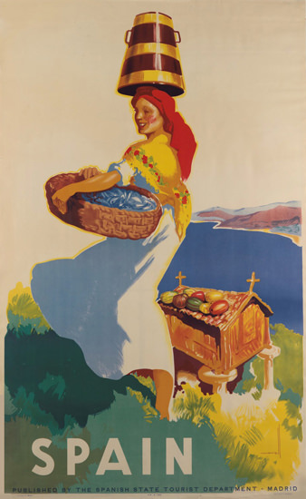 Spain Woman Asturia Morell 1940s | Vintage Travel Posters 1891-1970