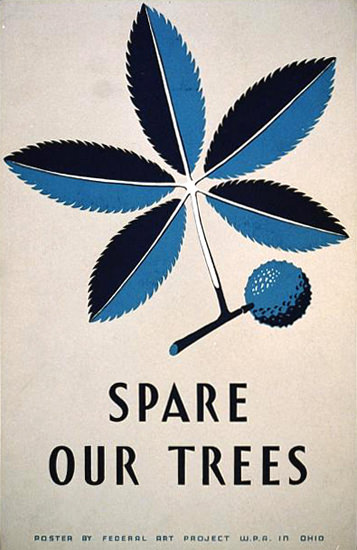 Spare Our Trees Federal Art Project WPA Ohio | Vintage Ad and Cover Art 1891-1970