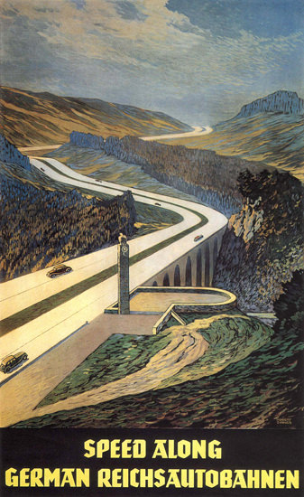 Speed Along German Reichsautobahnen | Vintage Travel Posters 1891-1970