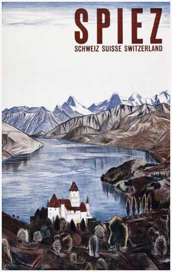 Spiez Lake Thun Schweiz Suisse Switzerland 1925 | Vintage Travel Posters 1891-1970