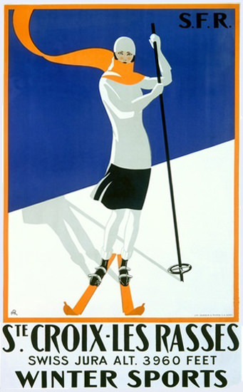 St Croix Les Bains Swiss Jura Winter Sports | Vintage Travel Posters 1891-1970