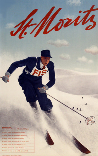 St Moritz 1934 FIS Switzerland | Vintage Ad and Cover Art 1891-1970