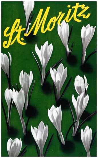 St Moritz Blooming Switzerland 1931 | Vintage Travel Posters 1891-1970