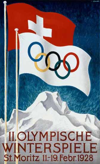 St Moritz II Olympische Winterspiele Switzerland 1928 | Vintage Travel Posters 1891-1970