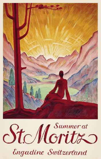 St Moritz Summer St Moritz Engadine Switzerland 1929 | Vintage Travel Posters 1891-1970