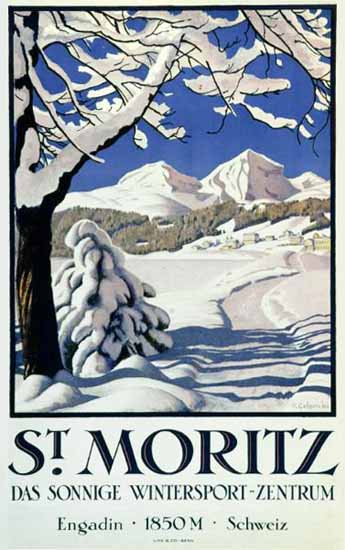 St Moritz Wintersport Zentrum Engadin Switzerland 1929 | Vintage Travel Posters 1891-1970