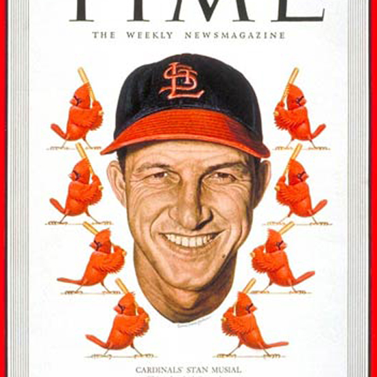 Stan Musial Time Magazine 1949-09 by Ernest Hamlin Baker crop | Best of Vintage Cover Art 1900-1970