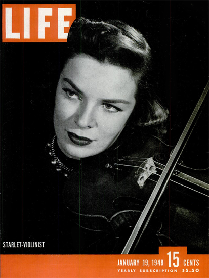 Starlet-Violinist 19 Jan 1948 Copyright Life Magazine | Life Magazine BW Photo Covers 1936-1970