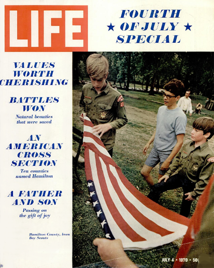 Stars and Stripes as Father and Son 4 Jul 1970 Copyright Life Magazine | Life Magazine Color Photo Covers 1937-1970