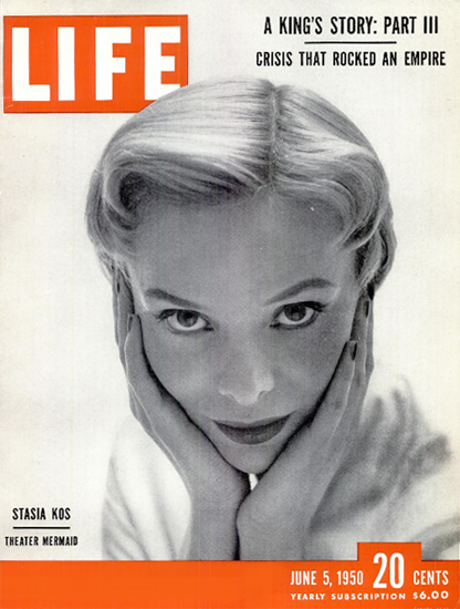 Stasia Kos Theater Mermaid 5 Jun 1950 Copyright Life Magazine | Life Magazine BW Photo Covers 1936-1970