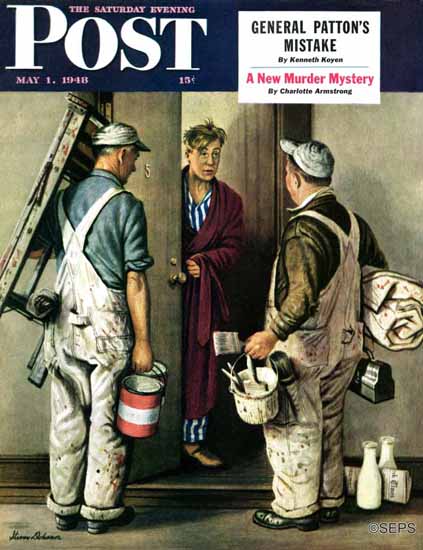 Stevan Dohanos Saturday Evening Post Apartment Painters 1948_05_01 | The Saturday Evening Post Graphic Art Covers 1931-1969