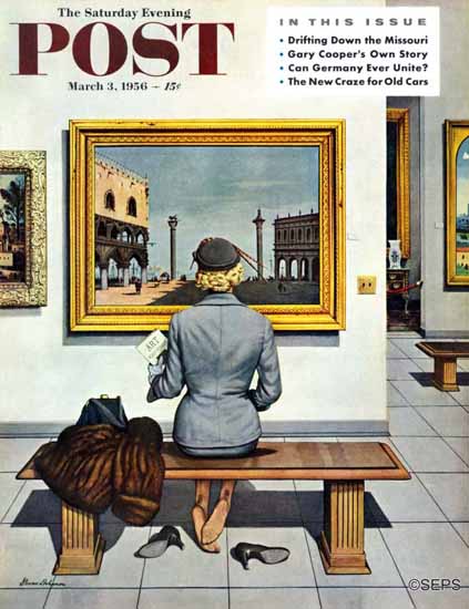 Stevan Dohanos Saturday Evening Post Art Lover 1956_03_03 | The Saturday Evening Post Graphic Art Covers 1931-1969