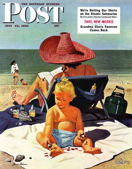 Stevan Dohanos Saturday Evening Post Baby Nail Polish 1950_07_22 | The Saturday Evening Post Graphic Art Covers 1931-1969