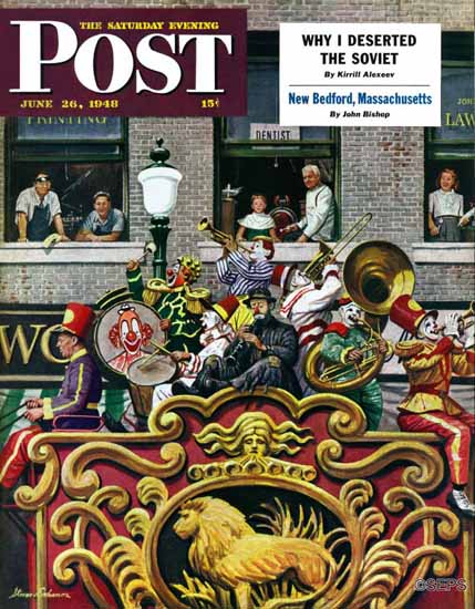 Stevan Dohanos Saturday Evening Post Clown Band 1948_06_26 | The Saturday Evening Post Graphic Art Covers 1931-1969