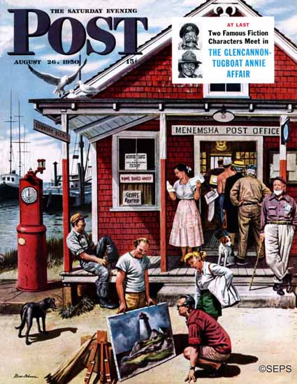 Stevan Dohanos Saturday Evening Post Coastal Postal Office 1950_08_26 | The Saturday Evening Post Graphic Art Covers 1931-1969