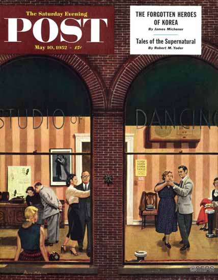 Stevan Dohanos Saturday Evening Post Dancing Class 1952_05_10 | The Saturday Evening Post Graphic Art Covers 1931-1969