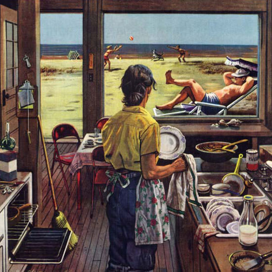 Stevan Dohanos Saturday Evening Post Dishes 1952_07_19 Copyright crop | Best of 1950s Ad and Cover Art