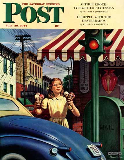 Stevan Dohanos Saturday Evening Post Dripping Cones 1944_07_29 | The Saturday Evening Post Graphic Art Covers 1931-1969