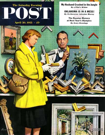 Stevan Dohanos Saturday Evening Post Frame-Up 1955_04_30 | The Saturday Evening Post Graphic Art Covers 1931-1969