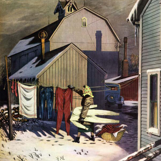 Stevan Dohanos Saturday Evening Post Frozen 1952_03_08 Copyright crop | Best of 1950s Ad and Cover Art