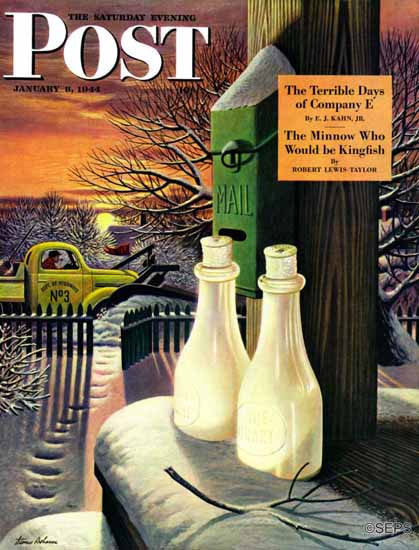 Stevan Dohanos Saturday Evening Post Frozen Milk 1944_01_08 | The Saturday Evening Post Graphic Art Covers 1931-1969